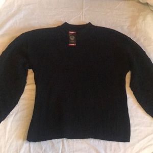 Vince Camuto Black Sweater XL NWT. Clip Dot Sleeves - Crew Neck- Ribbed Sleeves